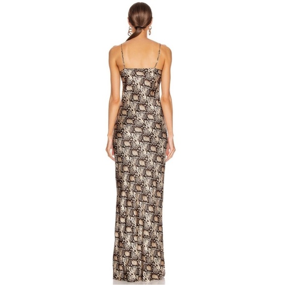 Nili Lotan 100% silk brown snake skin print gown NWT - Picture 2 of 4